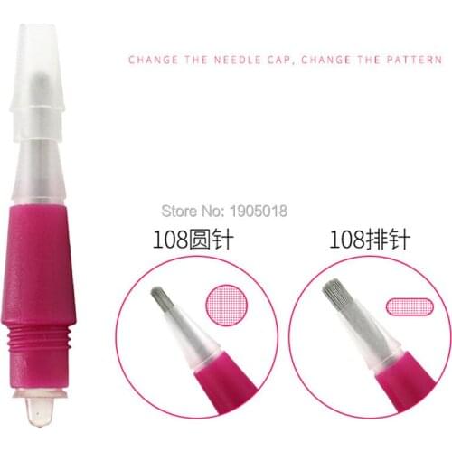 50pcs manual microblading blade needles 108pin round liner flat needle #108 free 1pc tattoo pen for permanent makeupeyebrow/lips