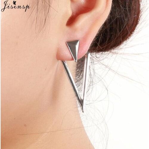 Jisensp Bohemian Jewelry Hollow Triangle Ear-jacket Simple Fashion Geometric Stud Earrings for Women boucle d'oreille femme 2020