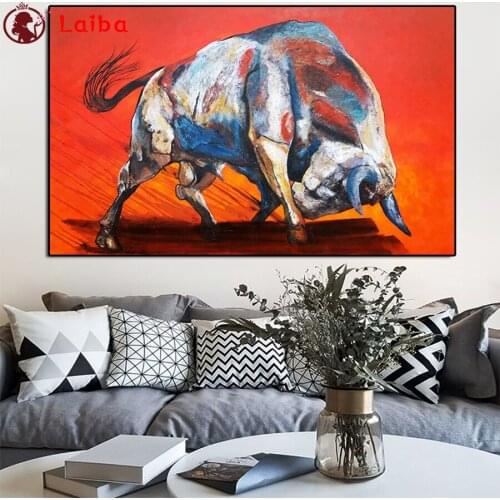 Pictures 5d diamond painting Abstract animal art, painted bull full novelty 2021 mosaic art diamond embroidery icons new hot