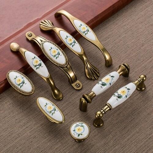 JD Ceramic Handles Drawer Antique Dresser Pulls and Knobs Classic Vintage Kitchen Cabinet Door Handle Pulls Handles Decor 733