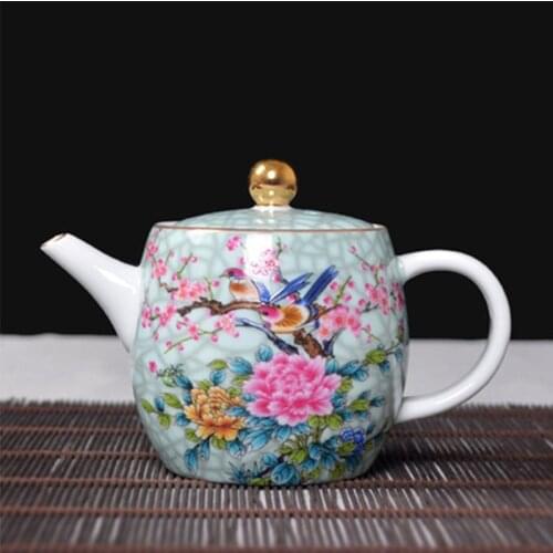 Chinese Ceramic Teapot Kung Fu Tea Set Single Pot Blue and White Porcelain Teapot Household Small Flower Pattern Teapot