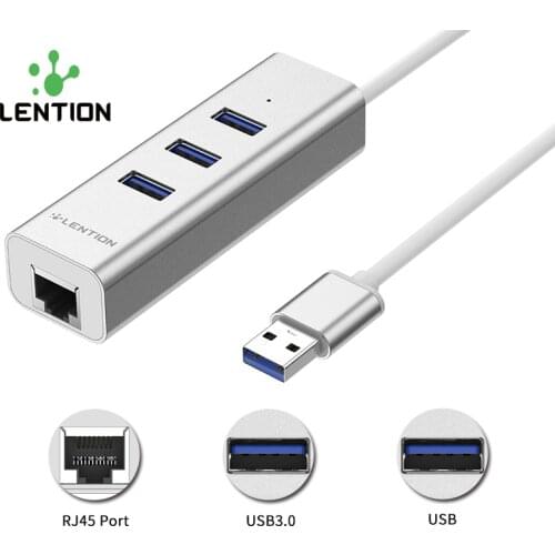 3-Port USB 3.0 Hub with Gigabit Ethernet Network RJ45 LAN Adapter Compatible for MacBook Air/Pro, More Type A Laptops usb-a