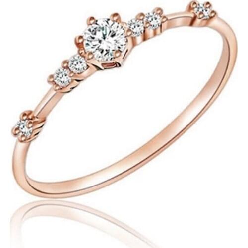 Hot New Fashion 5/6/7/8/9/10/11 Size Rose Gold /Sliver /Gold Color Rhinestone Crystal Rings Women Wedding Ring Finger Jewelry