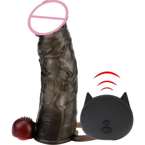 Reusable Condom Sex Toys for Men Couples Penis Vibrating Enlargement Penis Sleeve Vibrator Remote Control Delayed Ejaculation