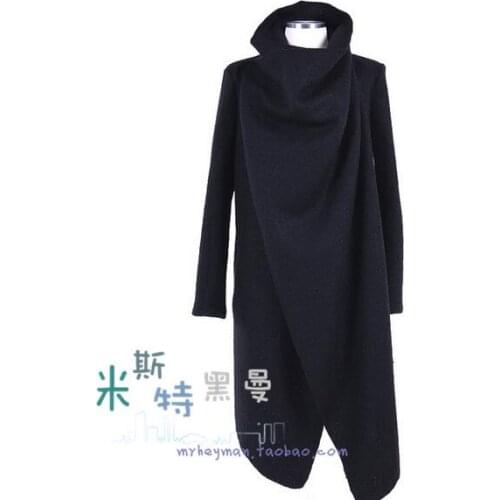 S-5XL!! Fashion mens woolen long trench design personalized asymmetrical fronts ro woolen outerwear