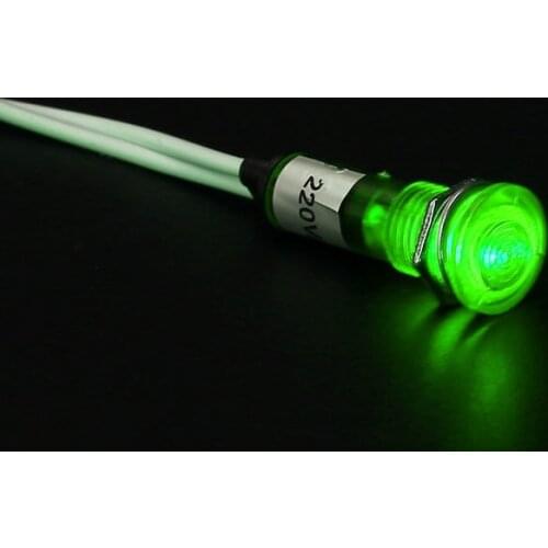 LED Indicator Light Fog Lamp Red Green 10mm Signal Lamp AC 220V Car Marine Boat LED Warning Dashboard Signal Lights Pilot Lamp