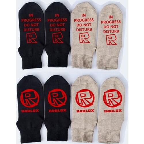Original Roblox Game Black Khaki Unisex Socks Wool Warm Autumn Deodorant Long Cotton Invisible Unisex Adult Casual Socks 25cm