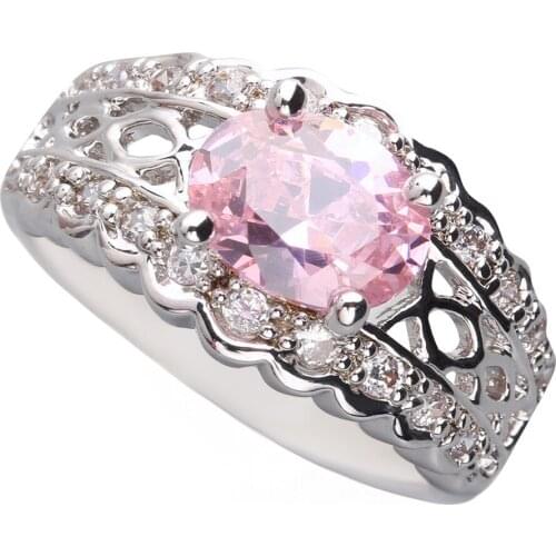 OVAL Pink Kunzite 6*9mm Semi-precious Stone Sterling Silver AiMolies Ring Q1053F