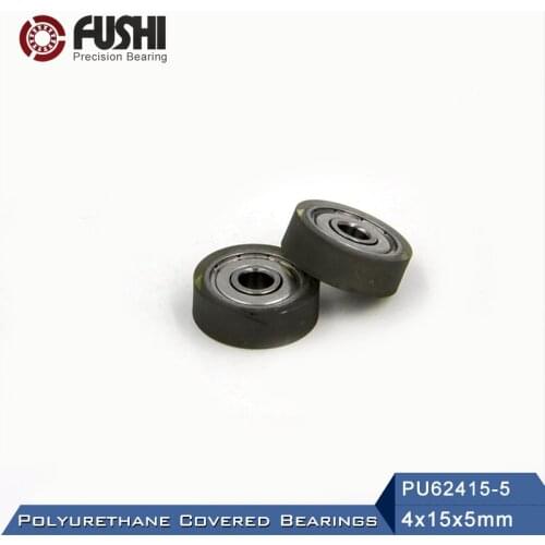 PU 624 Polyurethane Covered Bearing 4*15*5 mm ( 2 Pcs ) Shaft 4mm PU62415-5 Urethane Cover PU624 Bearings