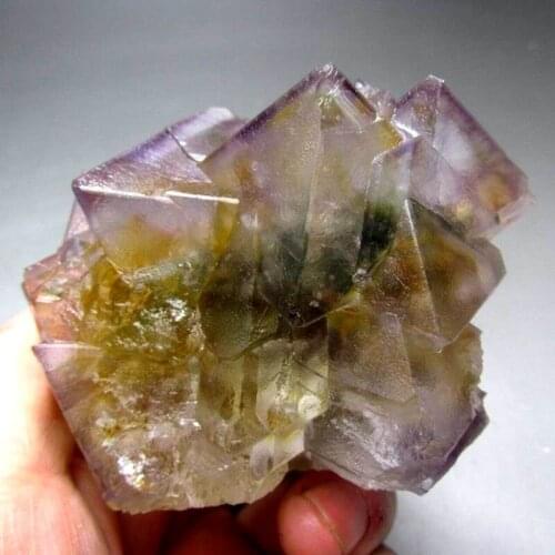 390g Purple-Yellow Fluorite Cluster w/ Phantom - crystals and stones healing Mineral specimen Home Decor feng shui decoration