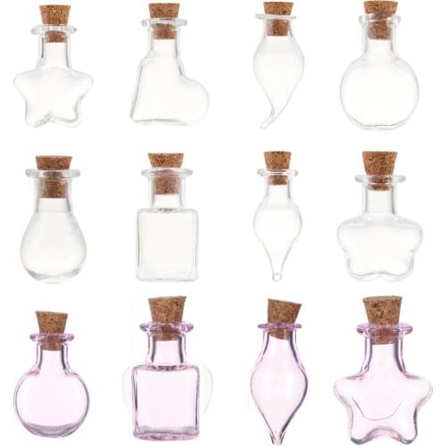 5pcs Mini Glass Cork Bottles Empty Sample Jars Wishing Bottle Wedding Home Decoration DIY Pendants Cork Stopper Storage Vial