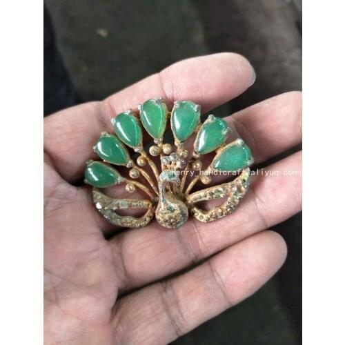 Rare ol Chinese Han Dyansty(25--186) Burmese jadeite&gilt Pendant,Free shipping