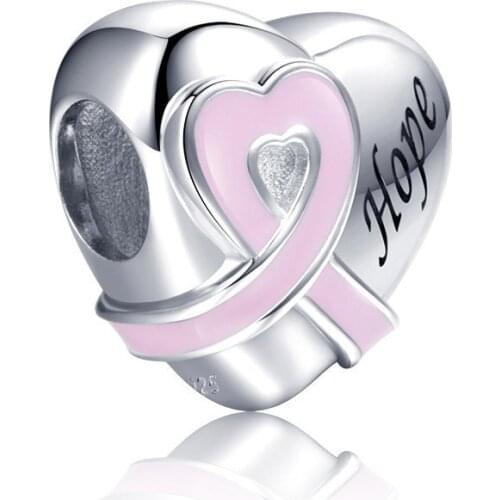 100% 925 Sterling Silver Bead Heart Shape Belt Pink Enamel Charms Fit European Bracelet Diy Jewelry Making for Women Gift