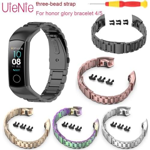Three Beads Stainless Steel Strap Belt For Honor Glory Bracelet 4/5 High Quality And Durable Replacement Wrist Band Accessory