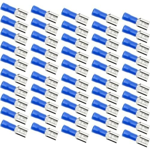 Dolity 50 Pieces 16-14AWG Electrical Cable Female Semi Insulated Spade Connectors