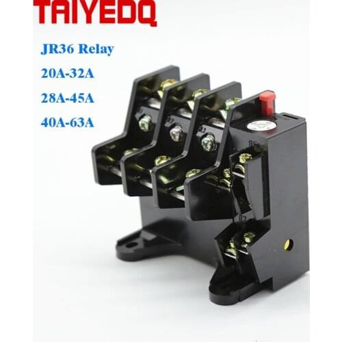 Heat Relay JR36-63 Overload Protect Relay 220v Heat Overload Thermal Relay 20A-32A 28A-45A 40A-63A
