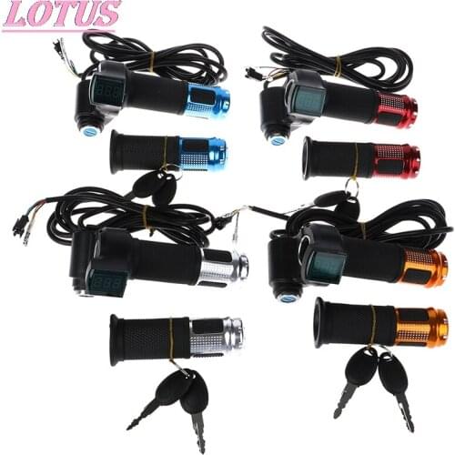 2PCS Universal Electric Bike Throttle With LCD Display Indicator Gas Handle Throttle For 12-99V E Motocycle Bicycle Parts Hot