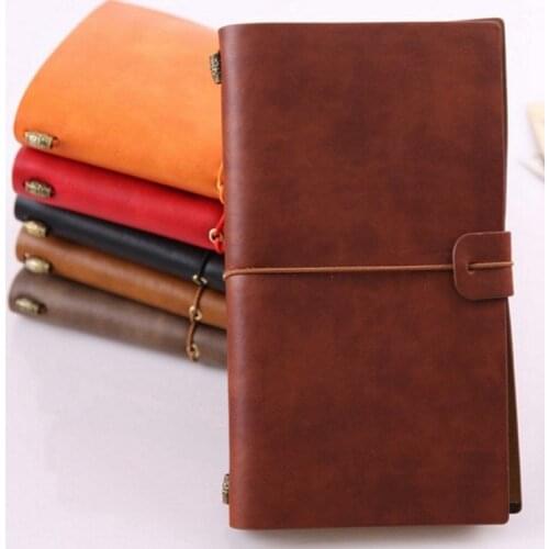 Japan and South Korea Creative Notebook Long Strip Retro Traveler Notepad Faux Leather Brown Handbook DiaryPU