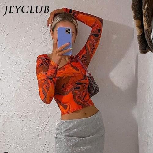 Skew Collar Print Long Sleeve Skinny Crop Top Women Y2K Casual Summer Spring Aesthetic Harajuku Cut Out Bodycon Cropped T Shirt