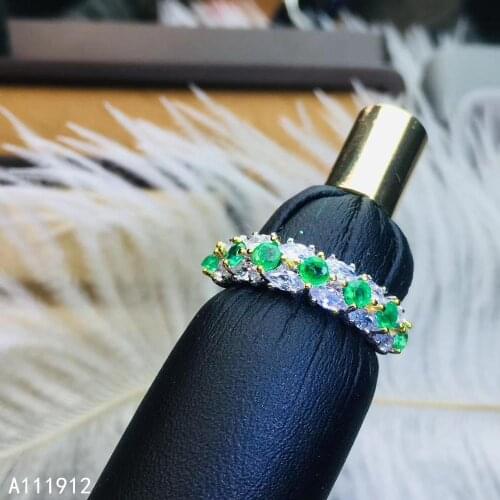 KJJEAXCMY fine jewelry natural Emerald 925 sterling silver new adjustable gemstone women ring support test popular beautiful