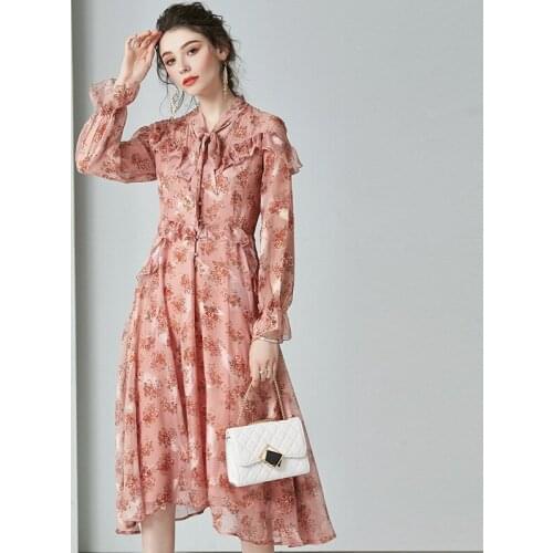 Pink chiffon floral maxi dress women femme 2020 summer long work boho beach office sexy party luxury dresses plus size v neck