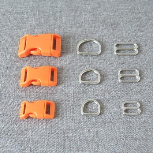 1 Set/Lot 15mm 20mm 25mm Plastic Buckle Metal D Ring Webbing Straps Belt Slider For Pet Dog Collar Necklace Harness Accessory