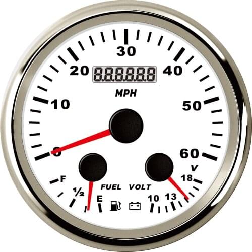 1pc New Type 3-In-1 Auto Voltmeters 10-18v 85mm E-F Fuel Gauges 0-190ohm 240-33ohm GPS Speedometers 0-60MPH with GPS Antenna