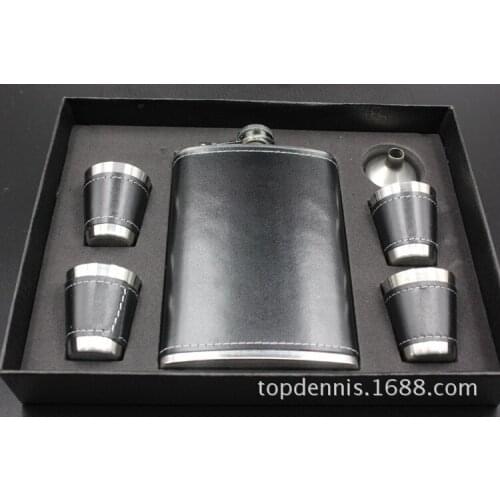 50sets/lot Free shipping 9oz stainless steel hip flask gift set with 4 cups funnel set Men carry outdoor flagon birthday gift