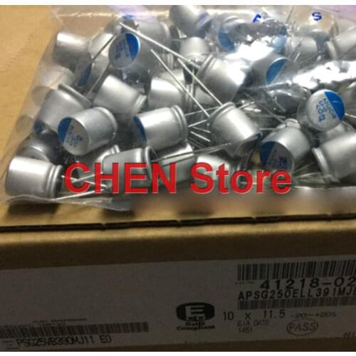 50PCS NIPPON PSG 25V390UF 10X11.5MM Motherboard Solid Polymer Capacitor psg 390UF 25V CHEMI-CON Aluminum shell electrolysis