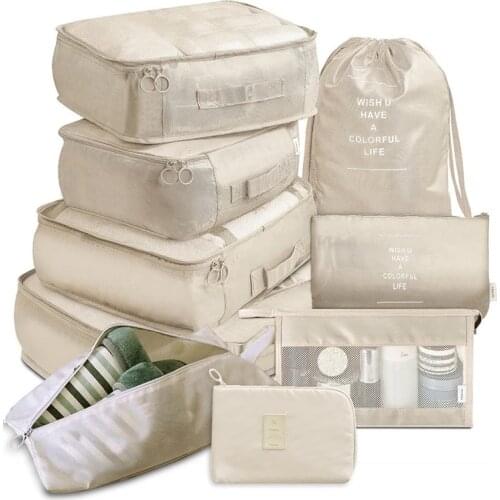 9Pcs/set Travel Packing Luggage Organizer Clothes Storage Bags High Quality Waterproof Cosmetic Toiletrie Bag Travel Accessories