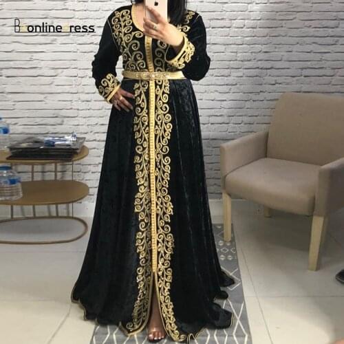 Bbonlinedress Moroccan Caftan Evening Dresses Embroidery Long Evening Dress Sleeve Arabic Muslim Arabic Party Gowns Plus Size