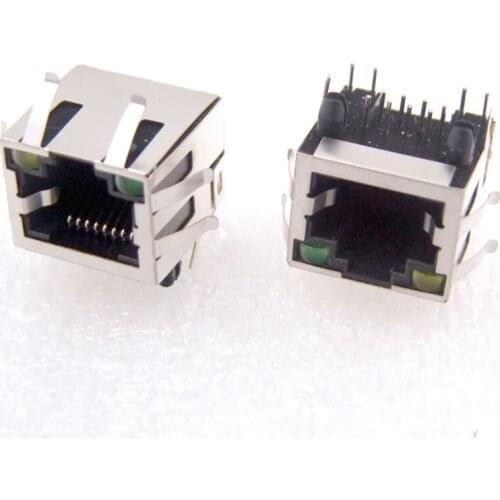 GONGFENG 100PCS NEW RJ45 Network Connector 56 With shrapnel LED Socket 90 degrees horizontal 8P8C shielding Special Wholesale