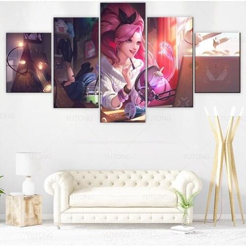LOL game poster KDA all OUT Seraphine wall picture for living room decor League of Legends wall art frame canvas painting