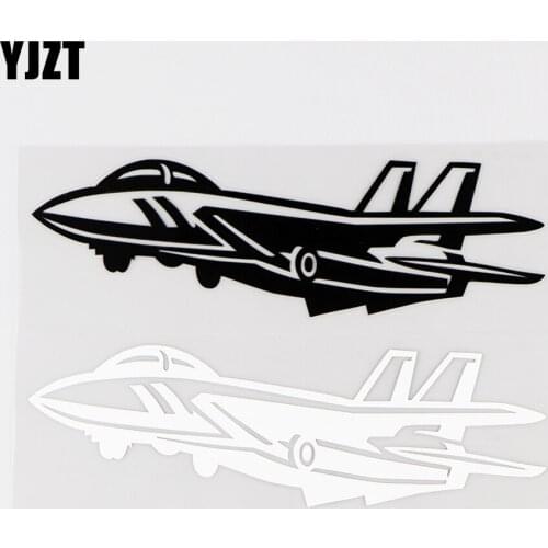 YJZT 16.5X5CM Interesting Vinyl Decals Fighter Personality Airplane Car Stickers Black / Silver 10A-0090