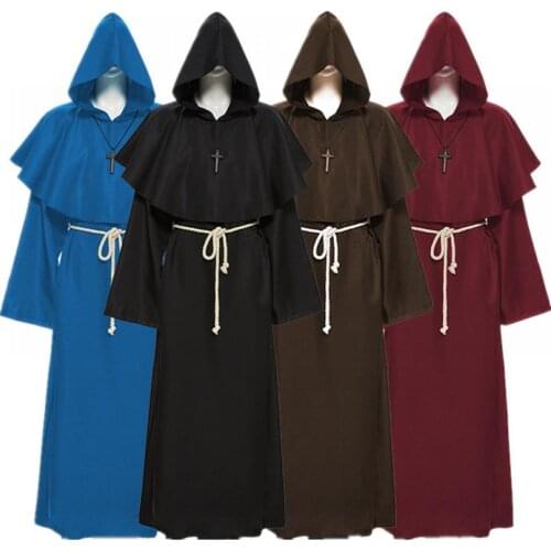 Halloween Costume Cosplay Medieval Christian Monk Costume Monk Robe Wizard Costume Priest Costume Halloween Party Stage Costume