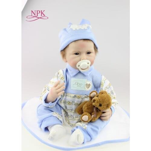 NPK 22inch 55cm doll High Quality Simulation Baby Doll Silicone Vinyl Toys Soft Cotton Body Children Birthday Present