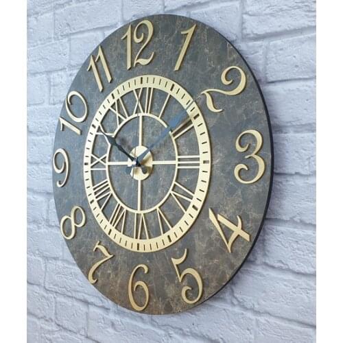 Markakanvas Marble Pattern Gold Digit Wall clock Diameter 50 cm Wall clock