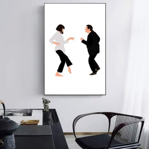 Minimalist Canvas Painting Classic Movie Poster Abstract Pulp Fiction Canvas Art Prints Dancing Wall Pictures Home Room Decor