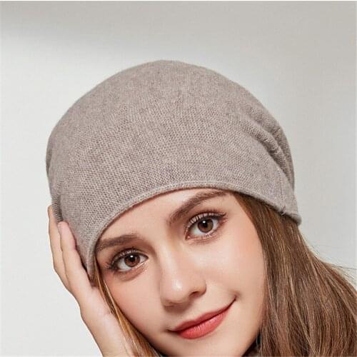 Fashion High Quality Knitted Pure Wool Hat All-Match Winter Warm Hat Soft Breathable Hat Women Shopping Beanie Cap Party Gift