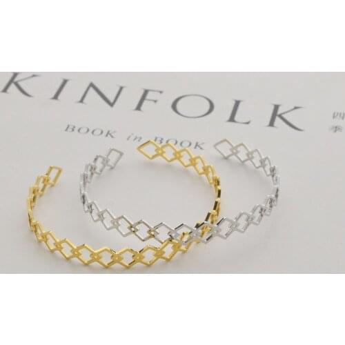 Acheerup Fashion Gold Stainless Steel Open Bangle For Women Trendy Hollow Square Cuff Bracelets& Bangles Birthday Jewelry Gifts
