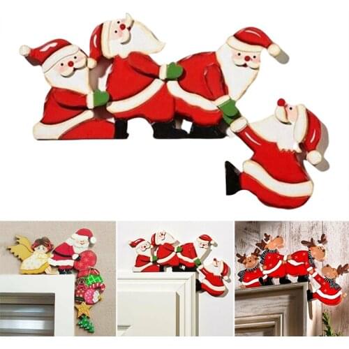 New Christmas Door Frame Decoration Colorful Wooden Ornament Xmas Party Decor for Home Living Room Bedroom Christmas Pendant