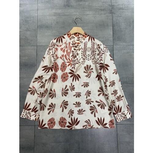 New ladies fashion 2021 printed suit silk shirt 6+ half skirt 2-piece set 0308