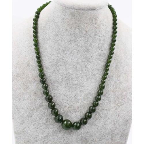 One strand TAOWAN green jade beads round 6-14mm necklace wholesale beads 18inch gift discount