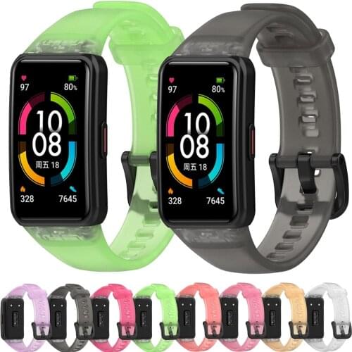 For Huawei band 6 Strap ремешок Glacier Transparent Band Silicone Watchband Sport Bracelet For Honor Band 6 Strap pulseira