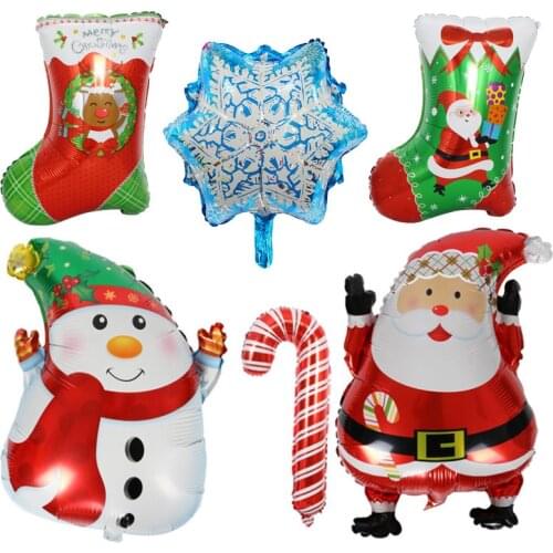 Christmas Balloon Santa Claus Christmas Cane Floating Air Ball Mall Hotel Holiday Decoration Aluminum Film Balloon