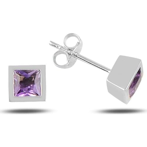 14k gold amethyst stone earrings