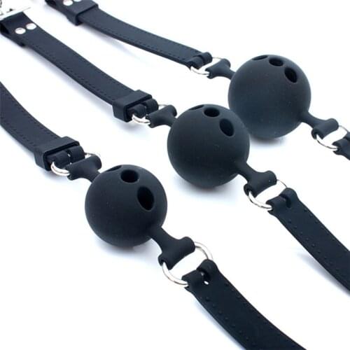 Full Silicone Ball Gag Open Mouth Gag PU Leather Bondage Restraint Oral Gag Adult Games Slave BDSM Sex Toys for Couples Women