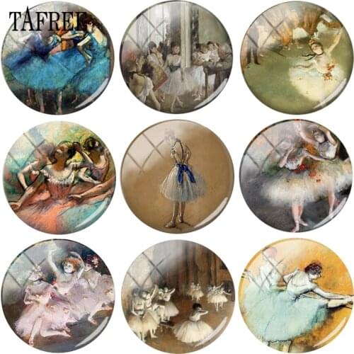TAFREE Oil Painting Of Dancers Picture Size 12mm 16mm 20mm Glass Cabochon Cover Cameo Pendant Settings Jewelry
