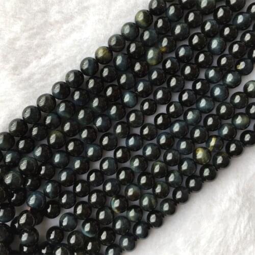 High Quality Natural Genuine A Blue Tiger Eye Stone Round Loose Stone Beads 3-18mm Jewelry 15" 05658