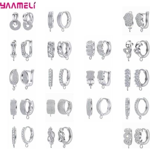 Hot Sale Trendy 925 Sterling Silver Handmade Earrings DIY Accessory Elegant Cubic Zircon Earring Finding For Women Free Shipping